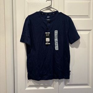 Navy Blue Gap Slub Henley T-shirt 100% Cotton NWT - Size Small